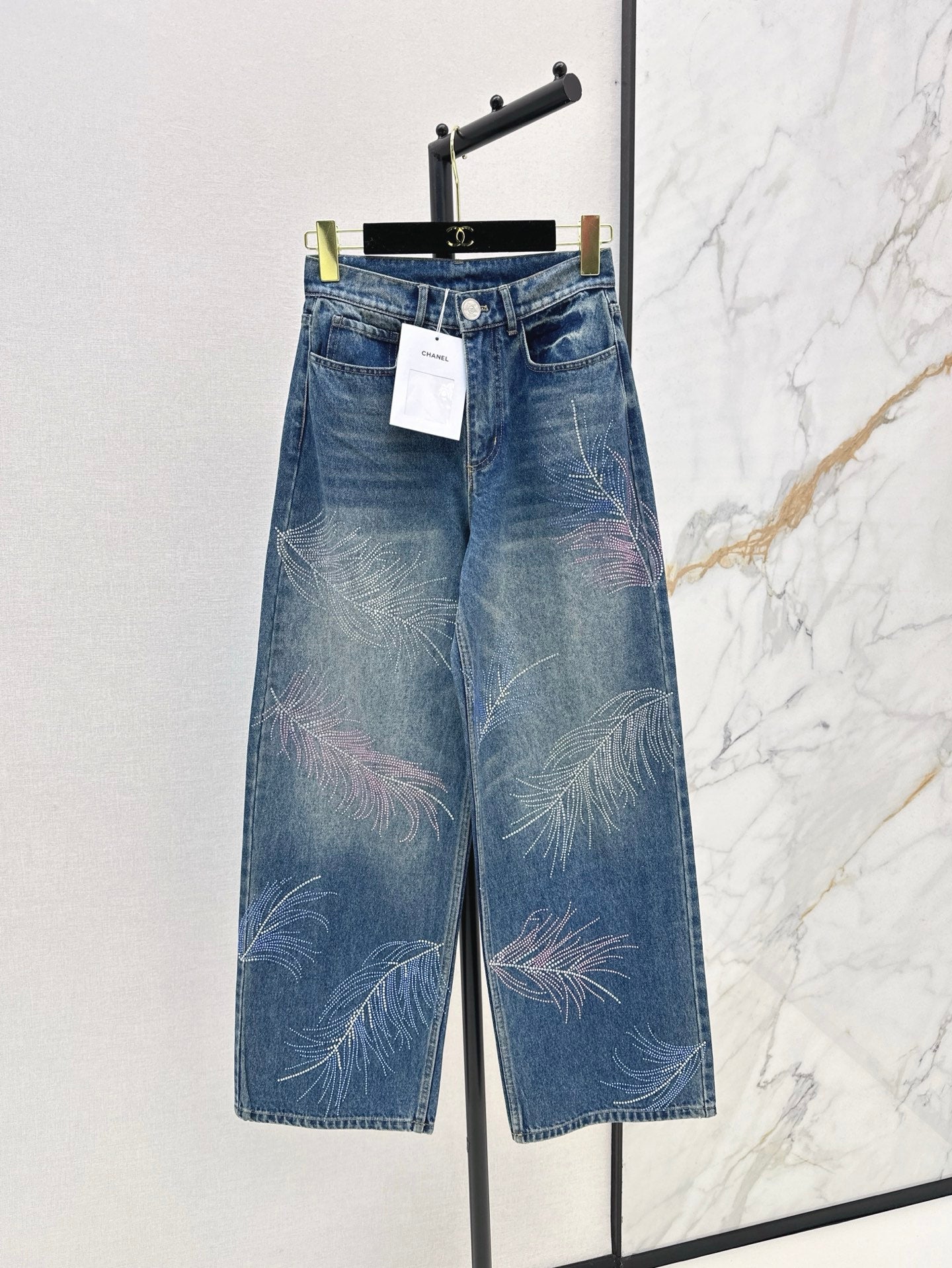 25ss rhinestone jeans