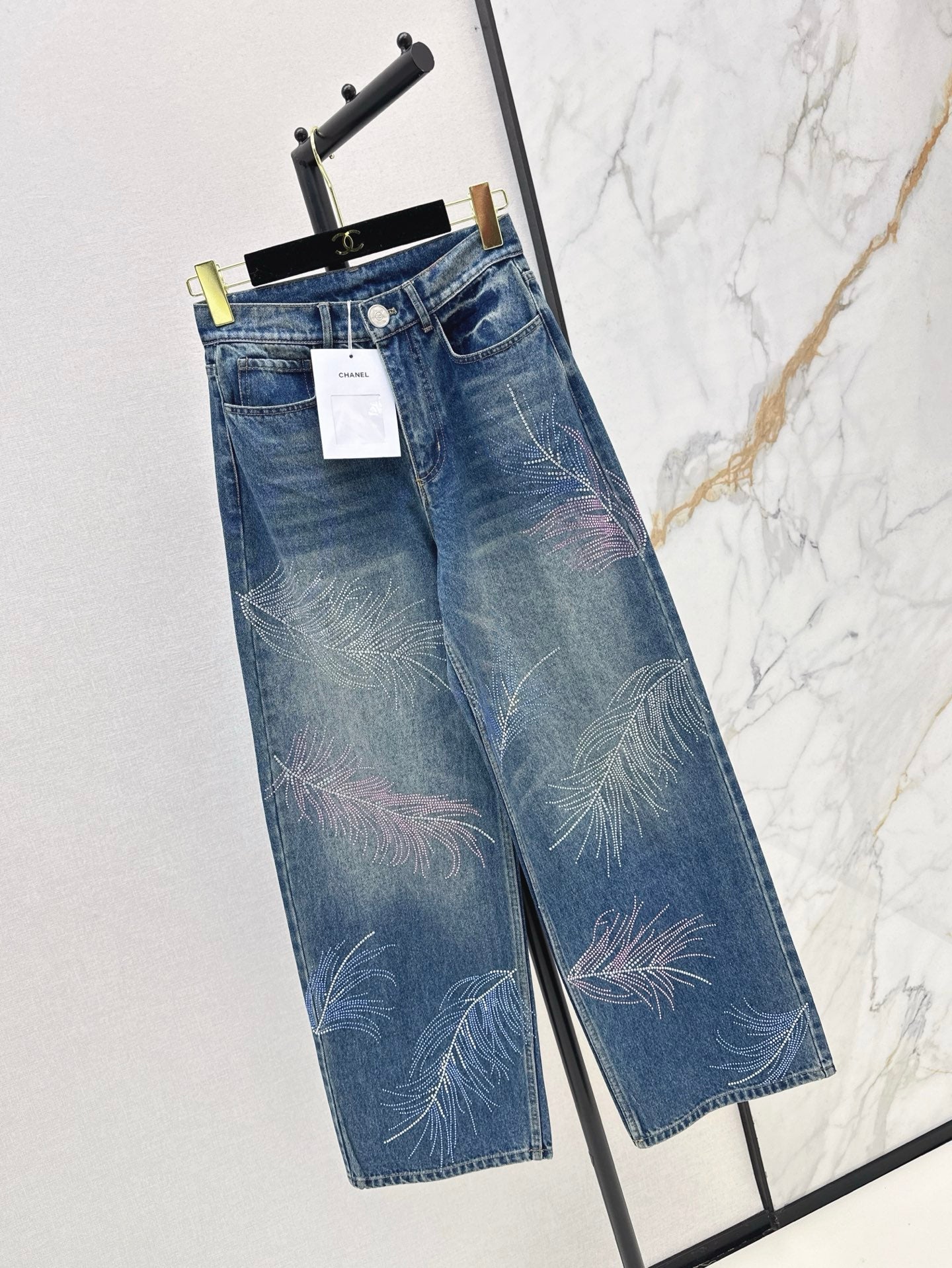 25ss rhinestone jeans