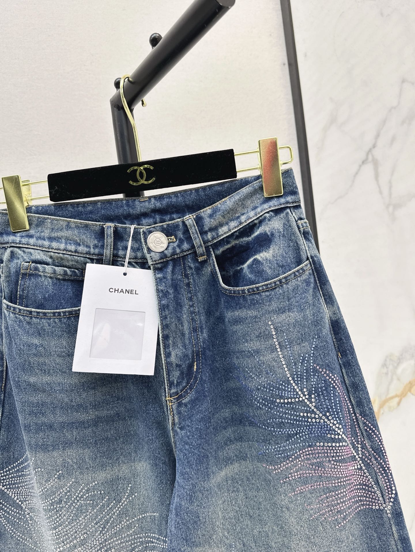 25ss rhinestone jeans