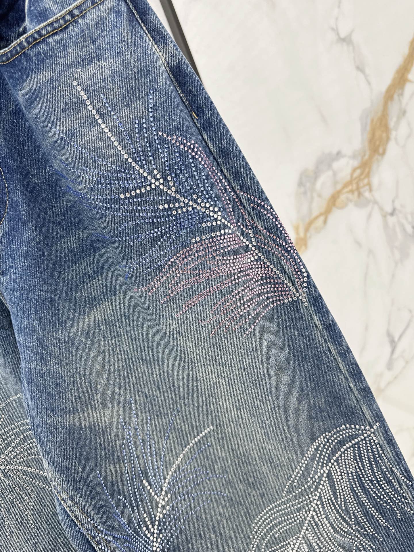 25ss rhinestone jeans