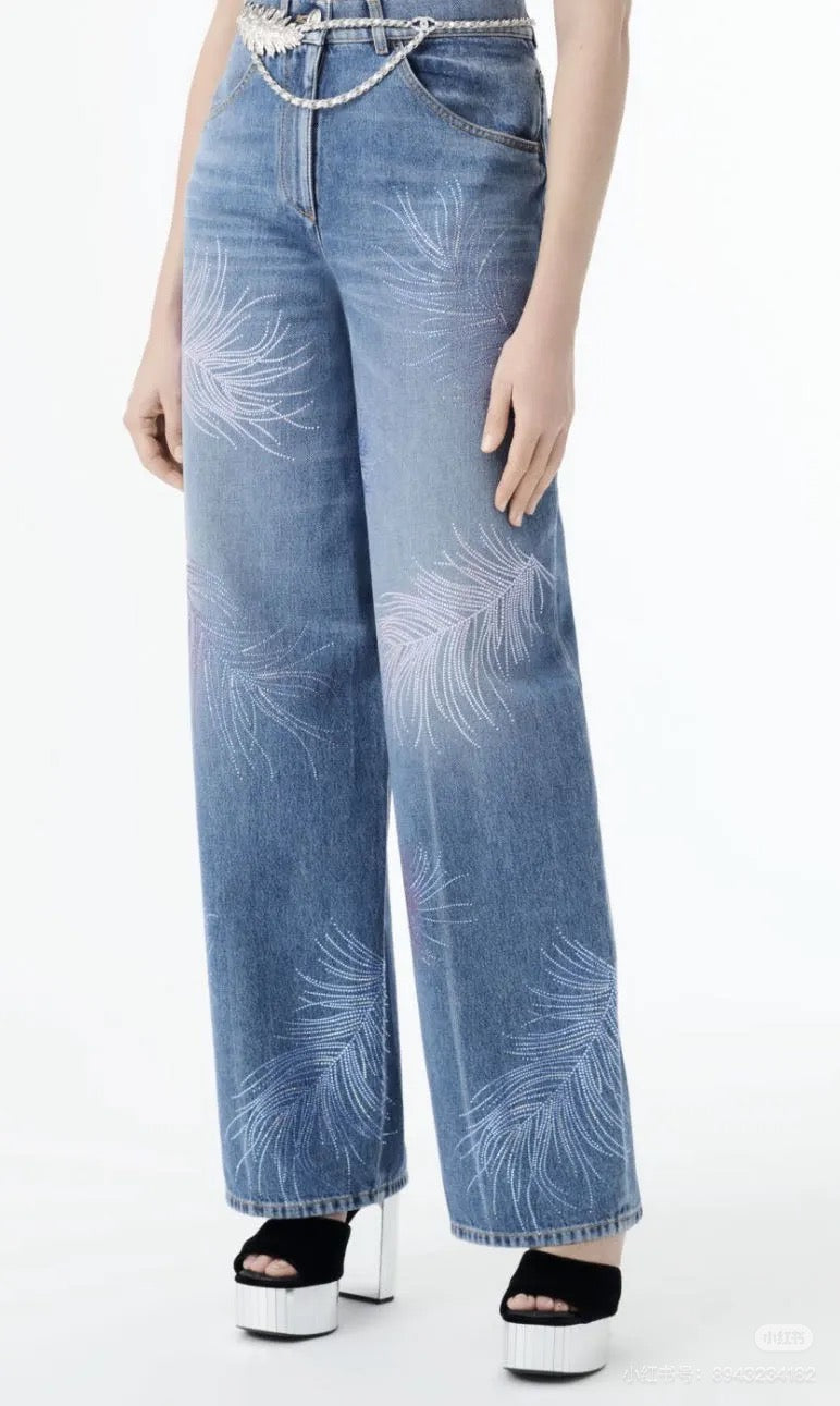 25ss rhinestone jeans