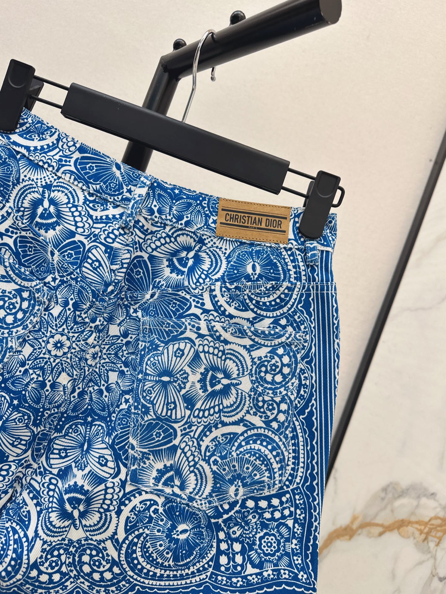 25ss print denim short