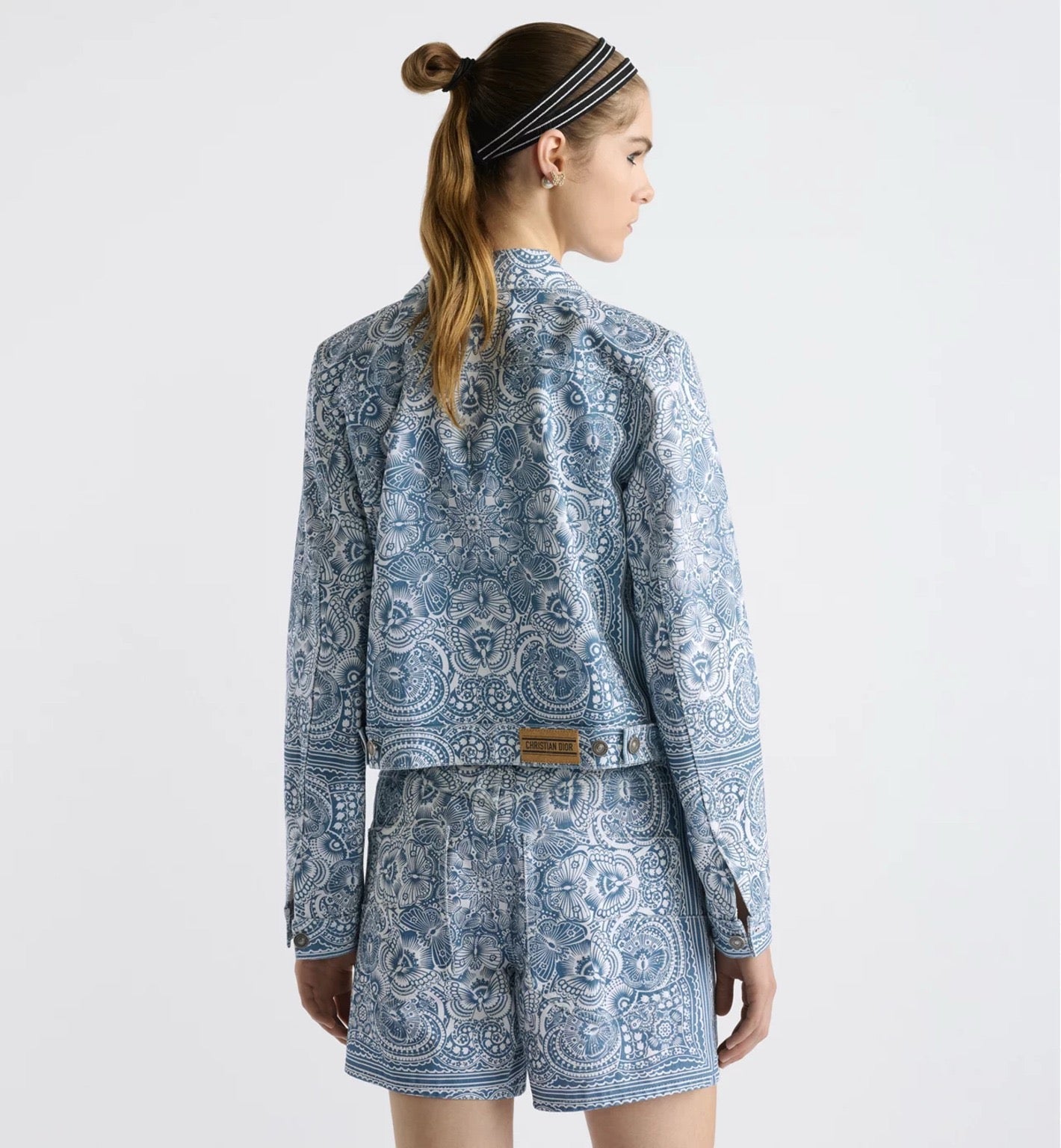 25ss print denim short