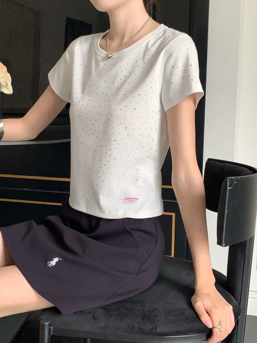 25ss rhinestone t-shirt