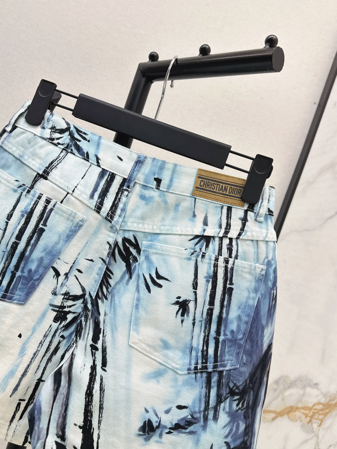 25ss print denim short