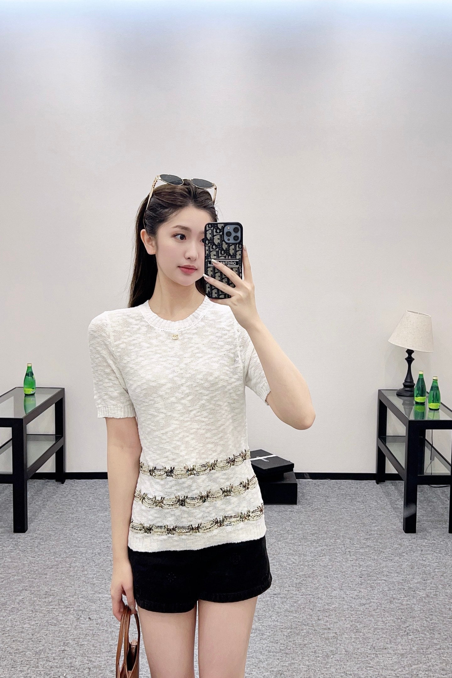 2025 new product Embroidered knitted short sleeves
