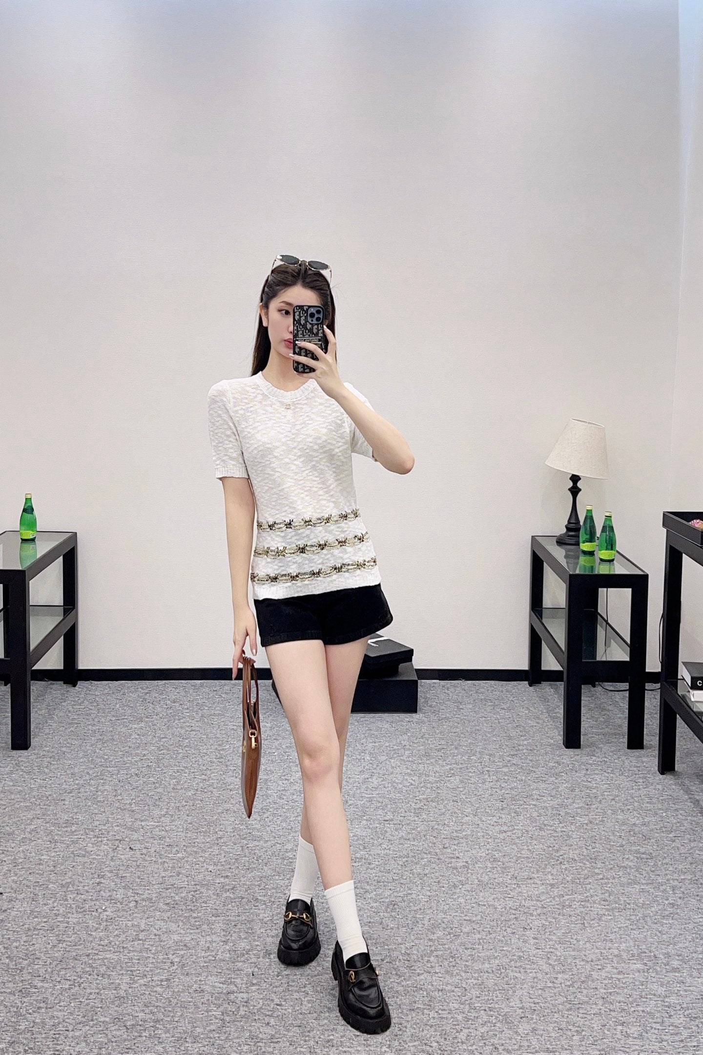 2025 new product Embroidered knitted short sleeves