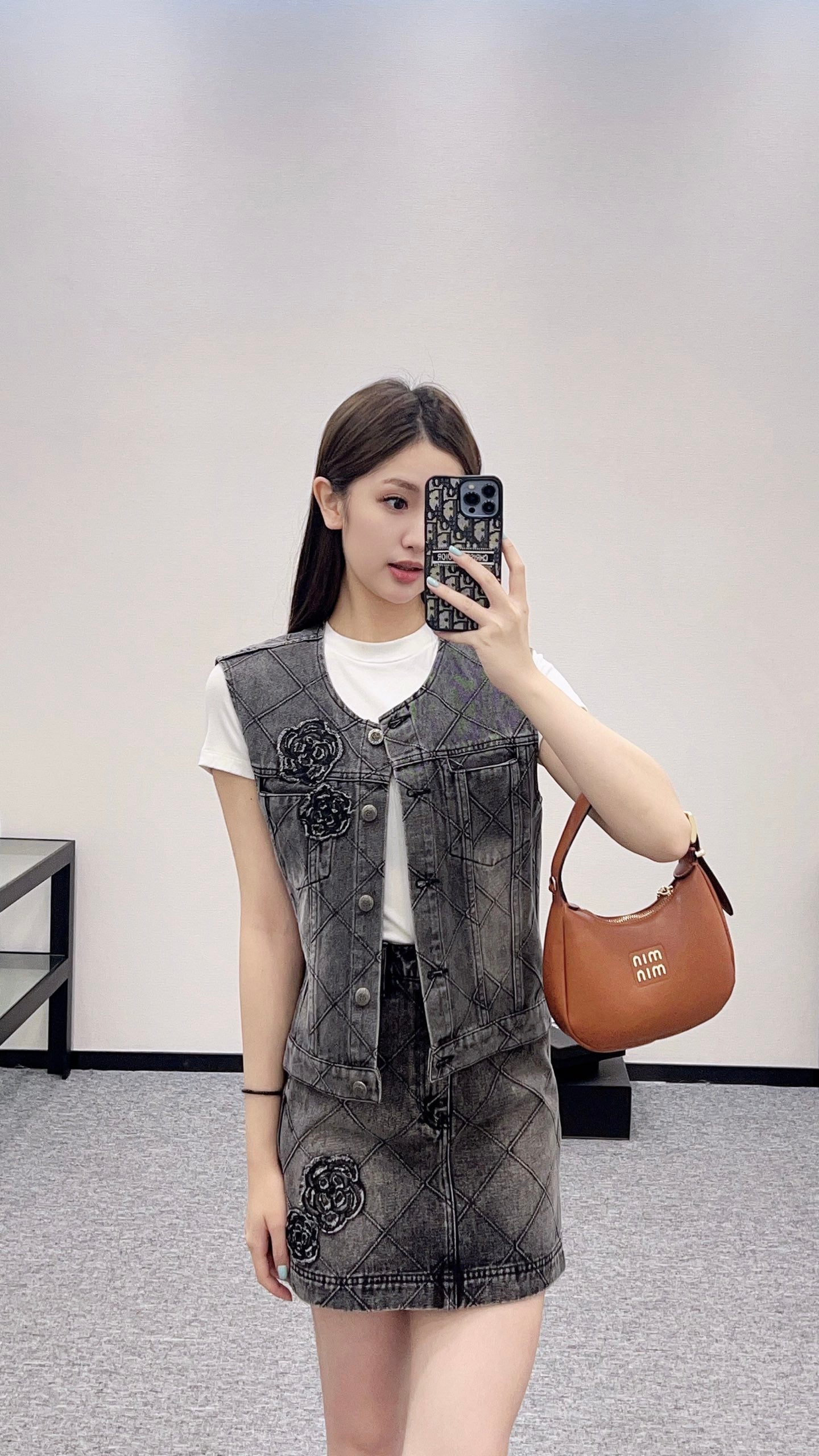 2025 new products Denim vest and short skirt set
