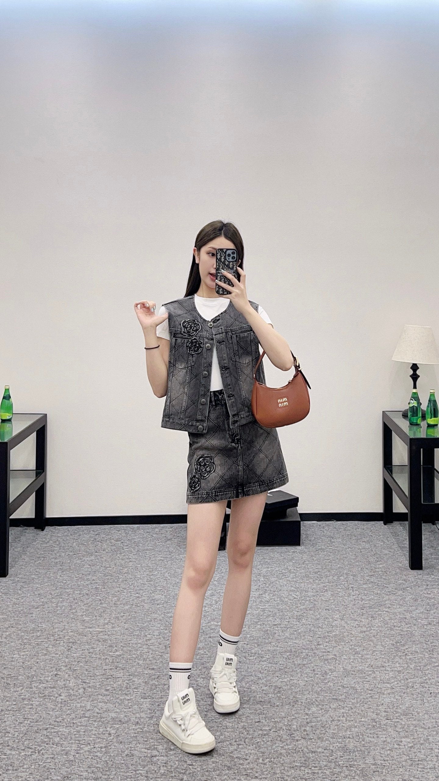 2025 new products Denim vest and short skirt set