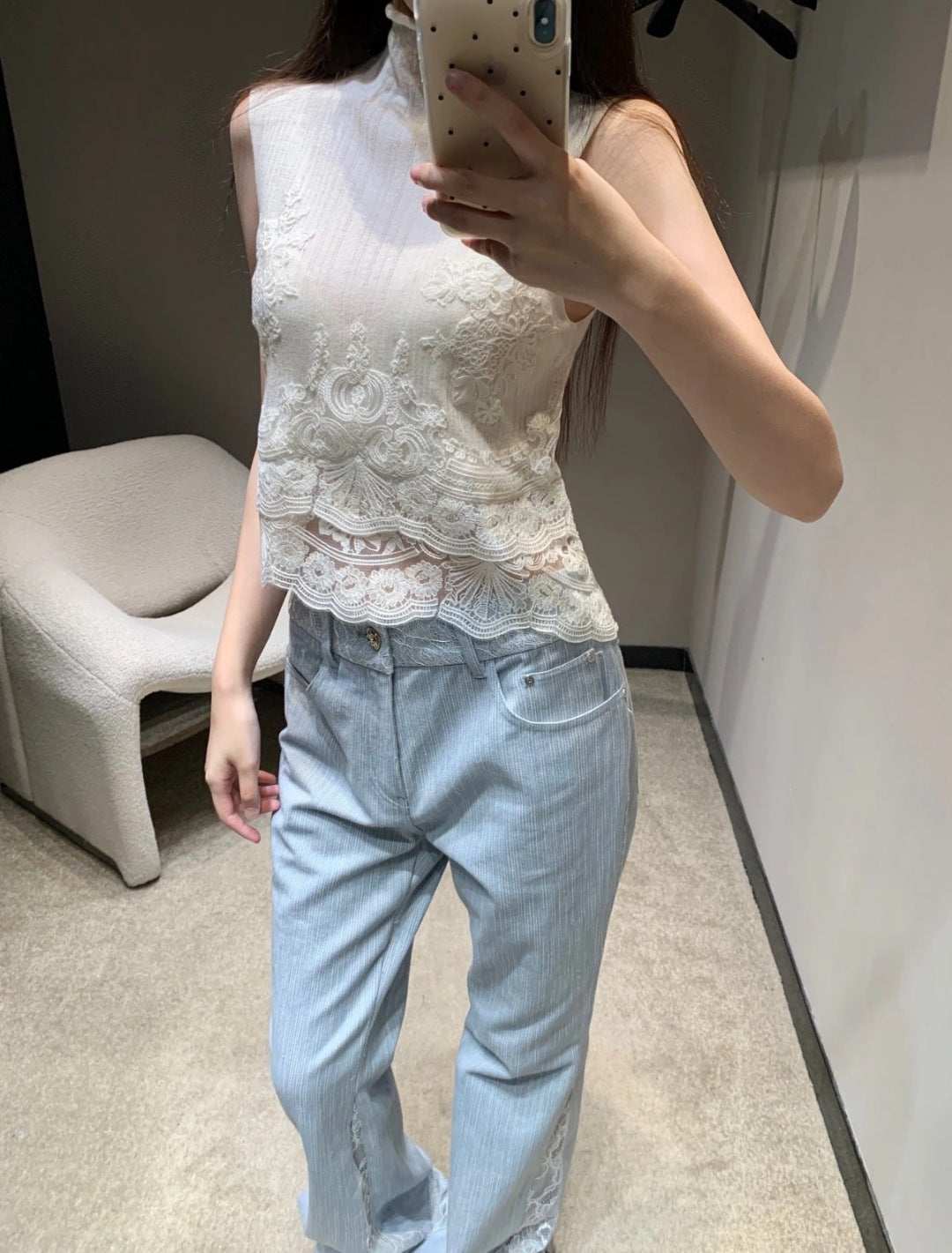 25fw lace knit vest