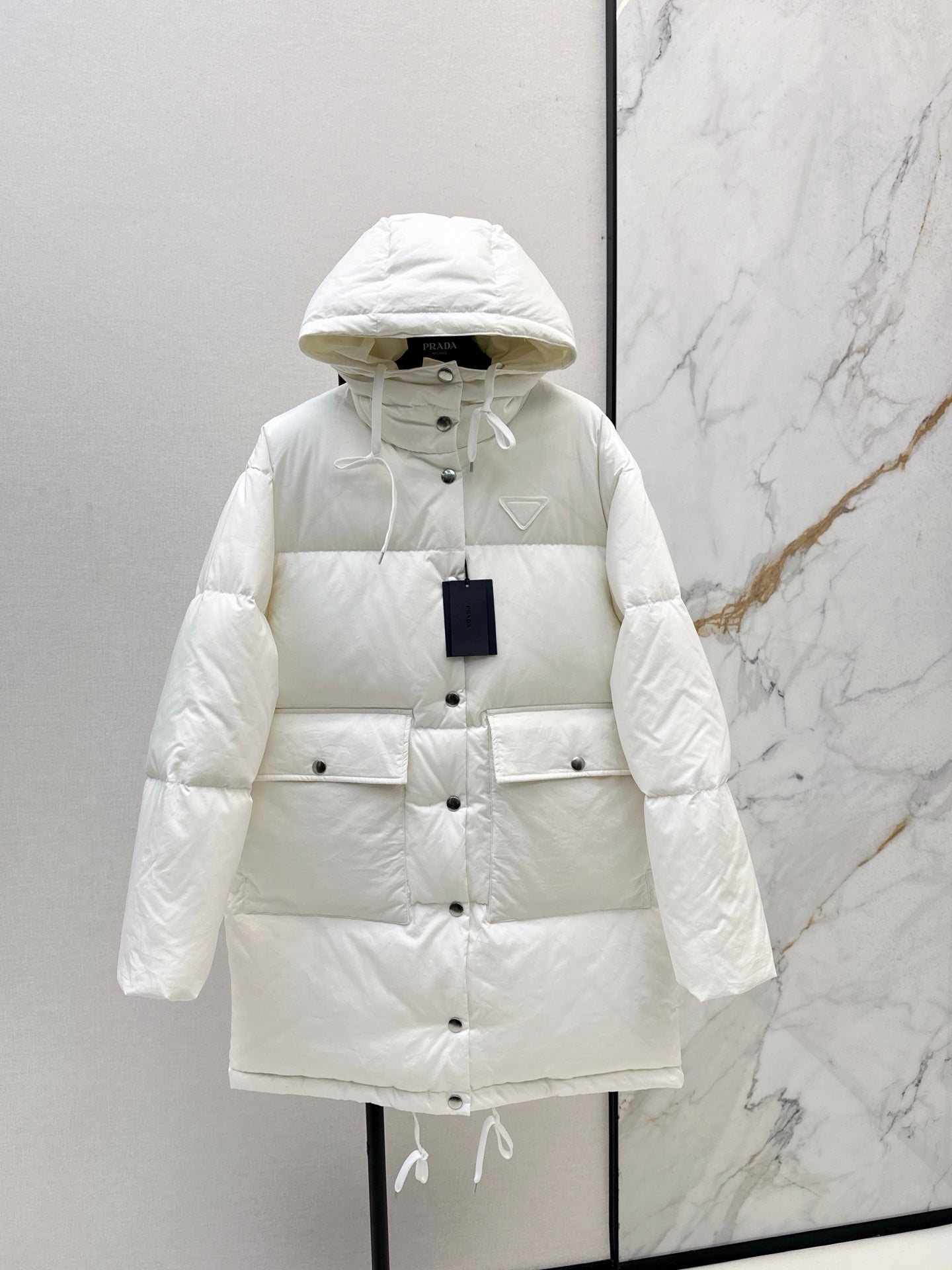 hooded long down jacket