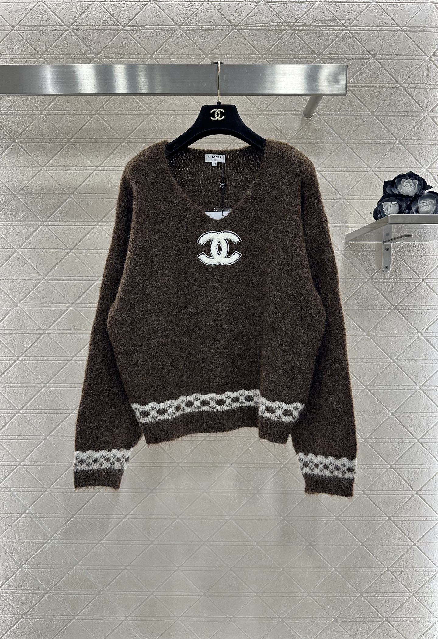 Shawl knitted wool sweater two-piece set
