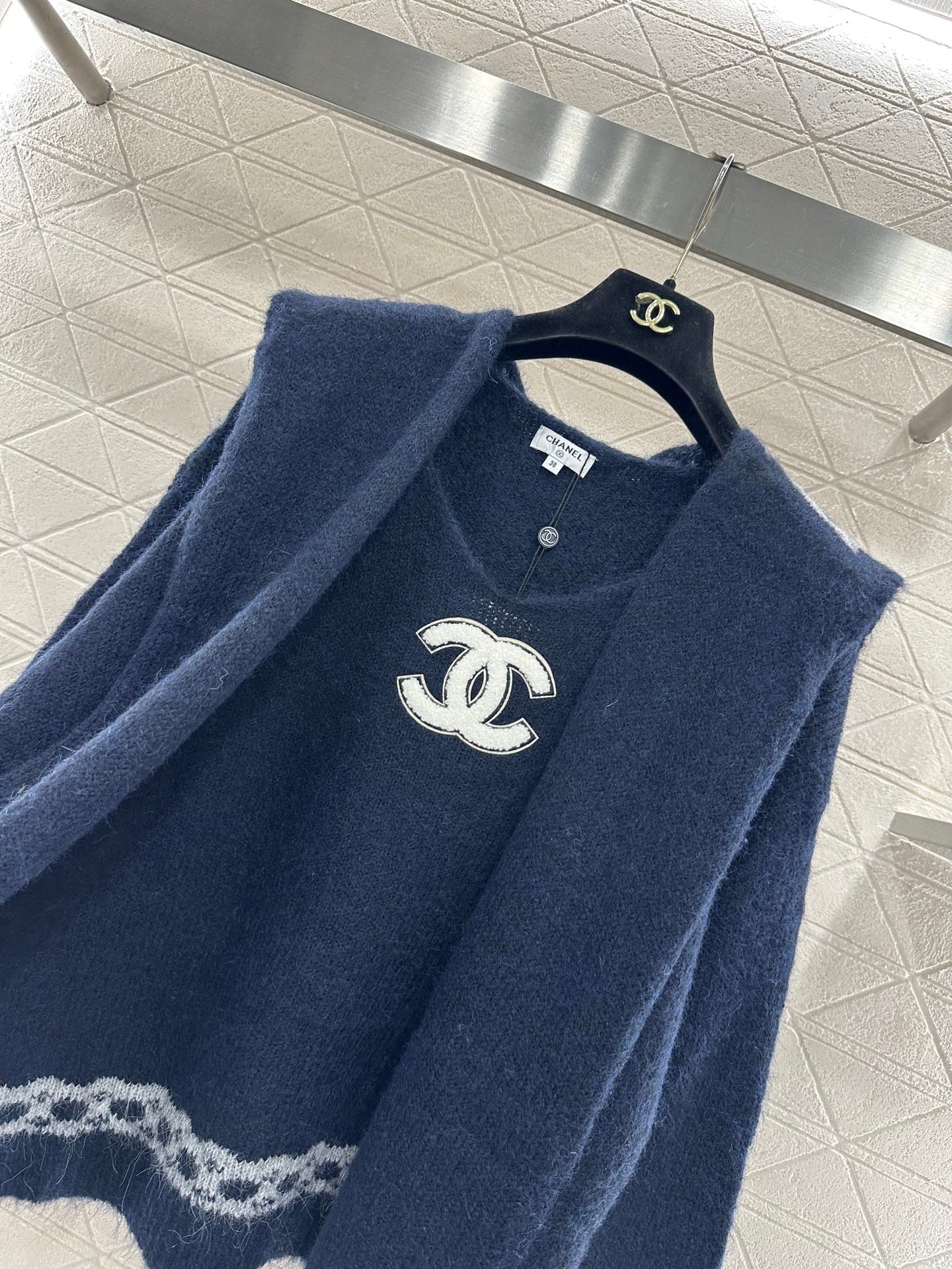 Shawl knitted wool sweater two-piece set
