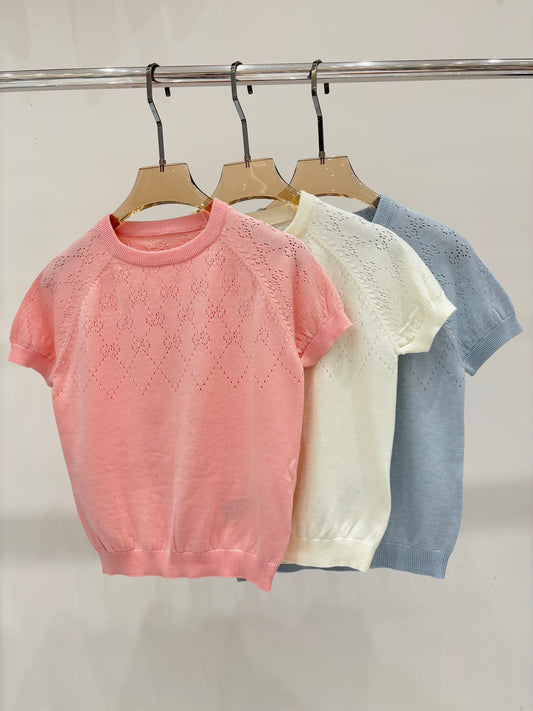 25 Hollow jacquard knitted short sleeves