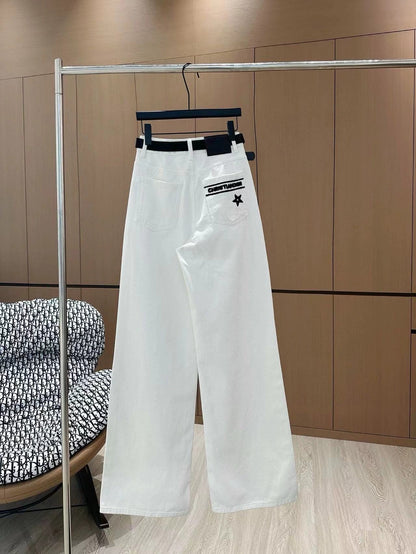 25 embroidered straight jeans (with belt)