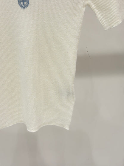 25 Jacquard simple slim knit short sleeves