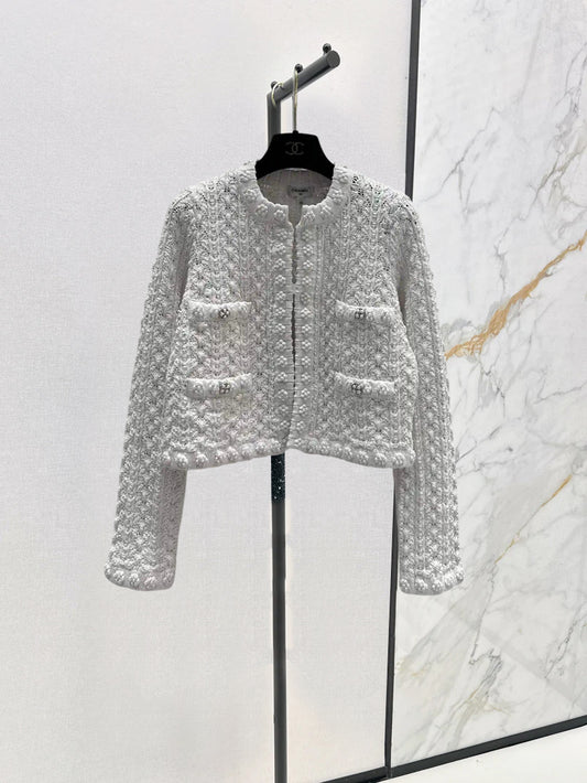 25 White Knitted Cardigan