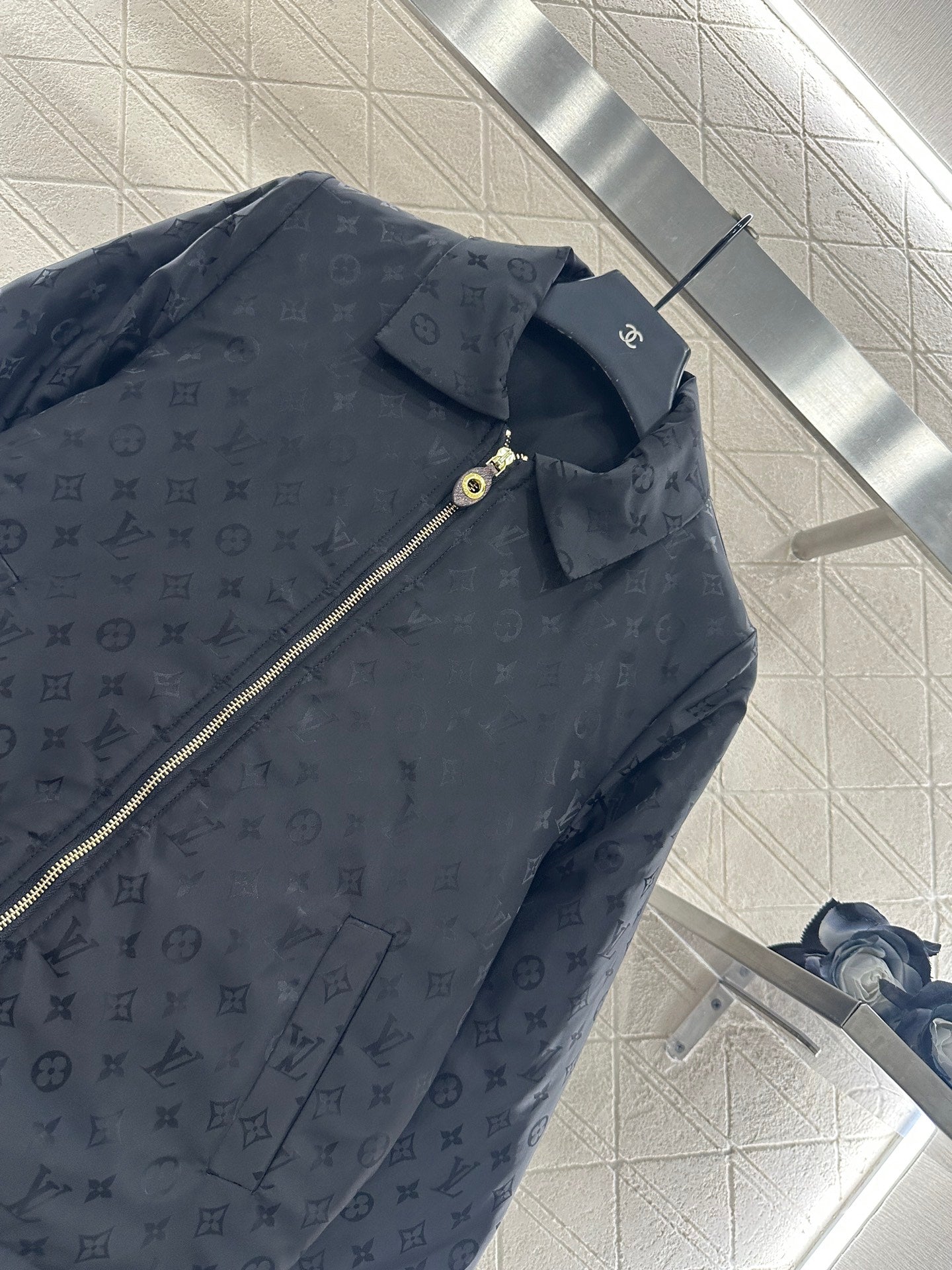 25fw Collar zipper fur patchwork cotton jacket