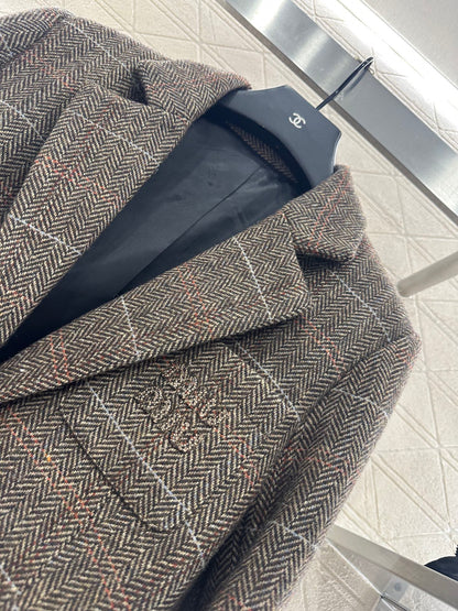 25fw Collar plaid pocket suit jacket