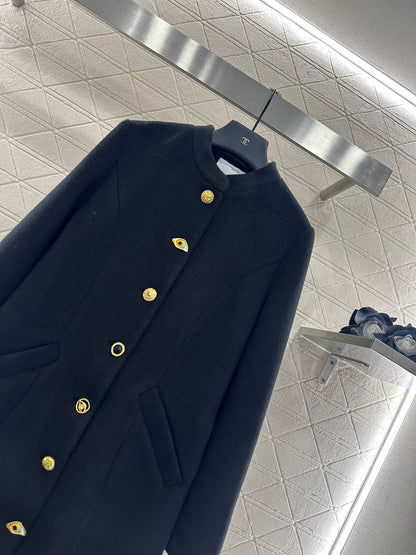 25fw Round neck long coat jacket