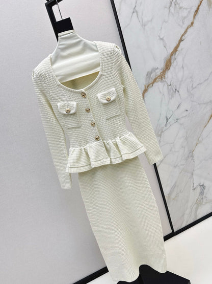 25fw Fake two-piece dress with wrapped buttocks