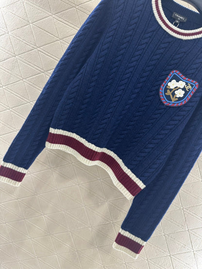 25fw Fried Dough Twists color contrast sweater