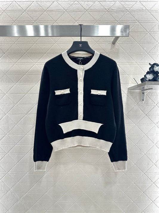 25fw Color blocking pocket sweater）