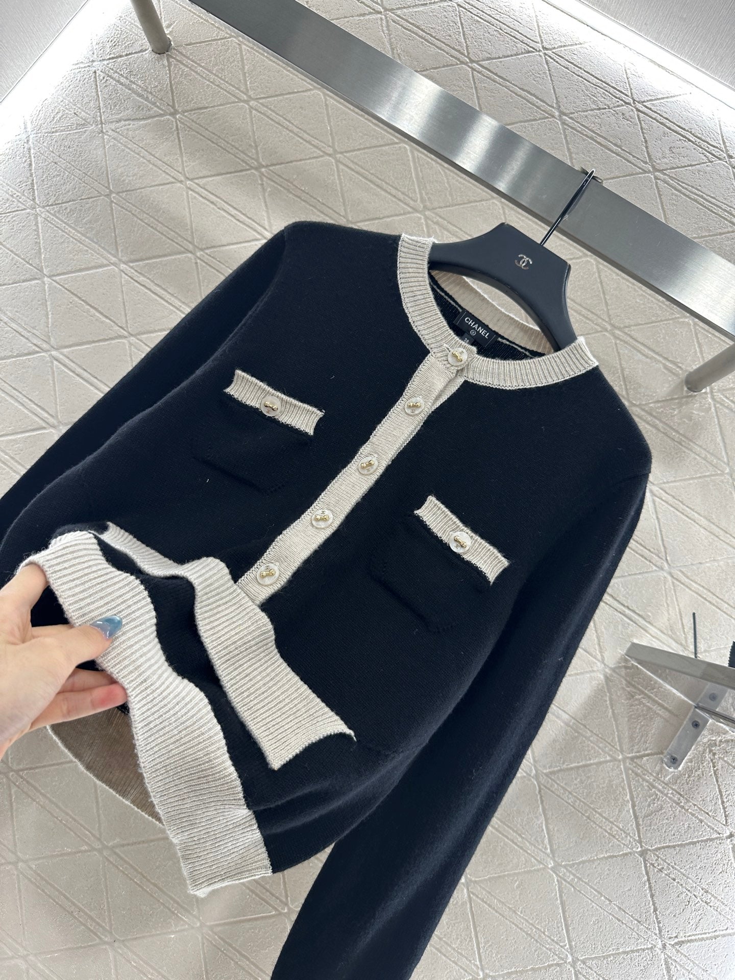 25fw Color blocking pocket sweater）