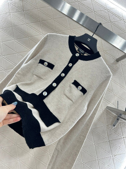 25fw Color blocking pocket sweater）