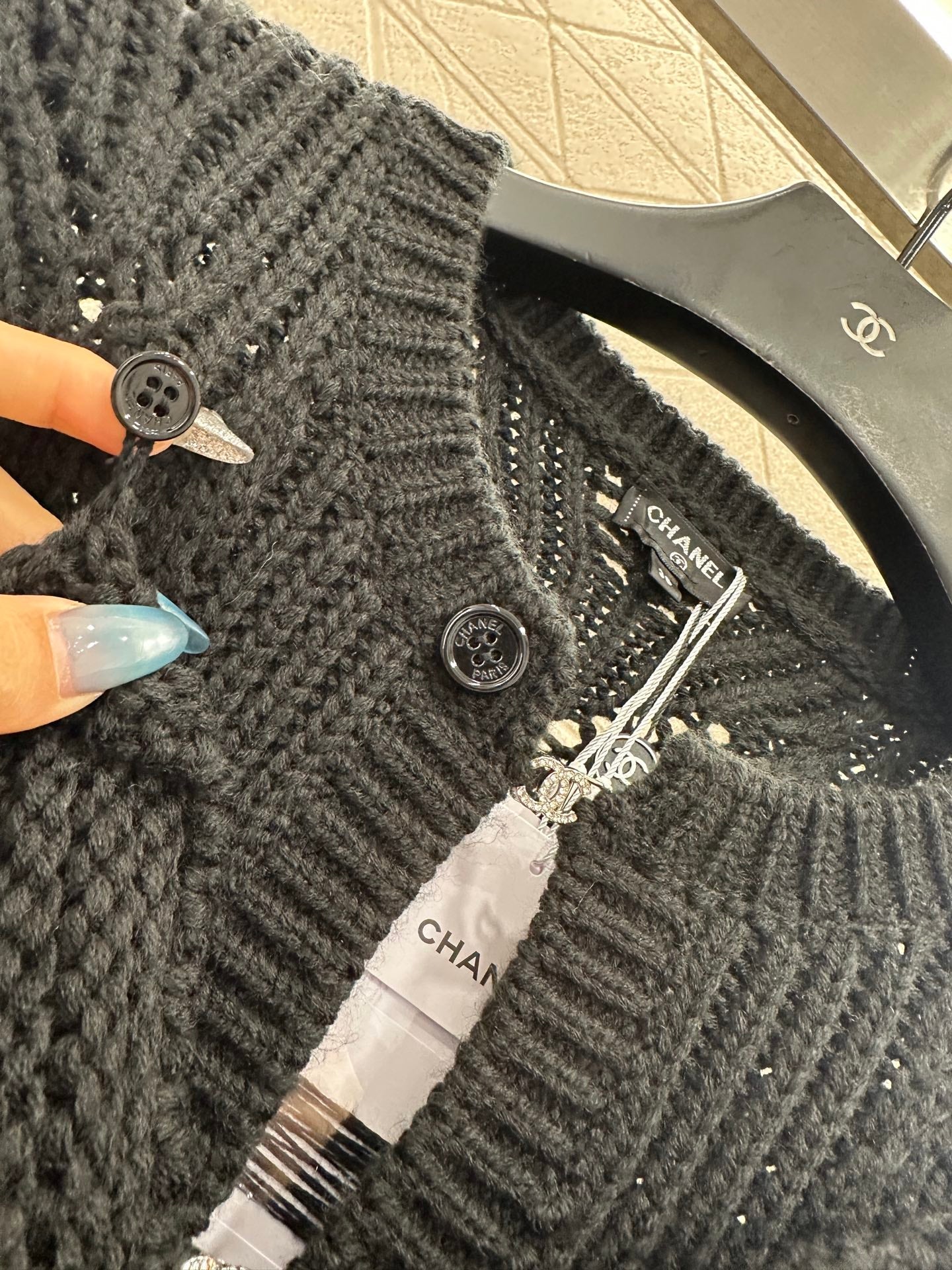 25fw Bow hollow knitted skirt