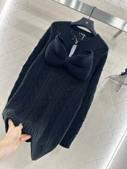 25fw Bow hollow knitted skirt