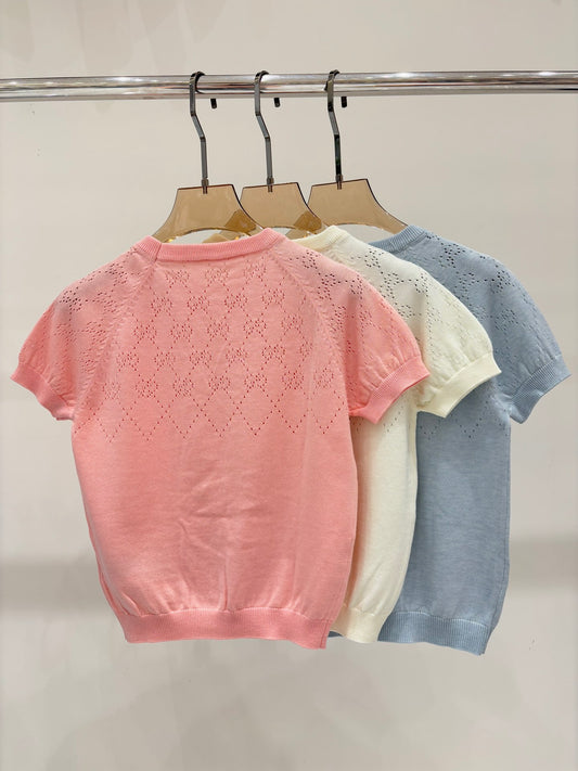 25 Hollow jacquard knitted short sleeves