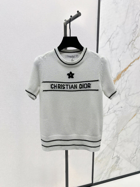 2025SS new five-star letter knitted short-sleeved top