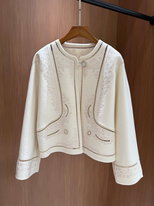 25 Cashmere cardigan jacket（BEIGI/BLACK）