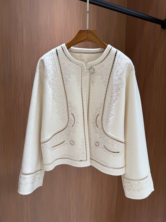 25 Cashmere cardigan jacket（BEIGI/BLACK）