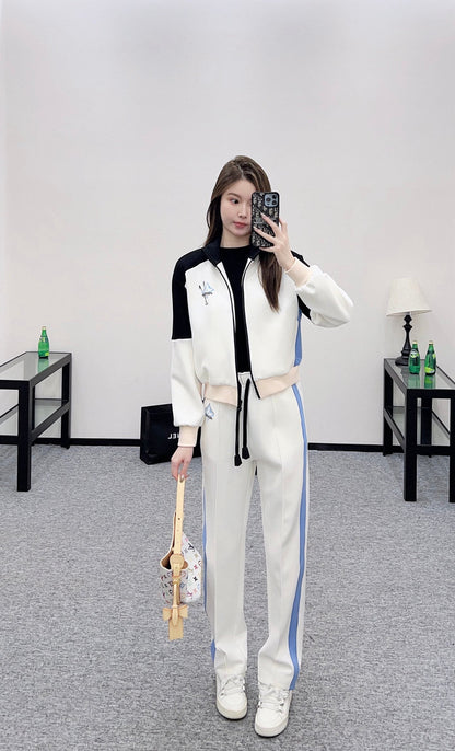 25fw Shoulder cut color zipper jacket and pants set