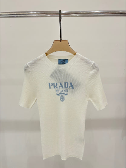 25 Jacquard simple slim knit short sleeves