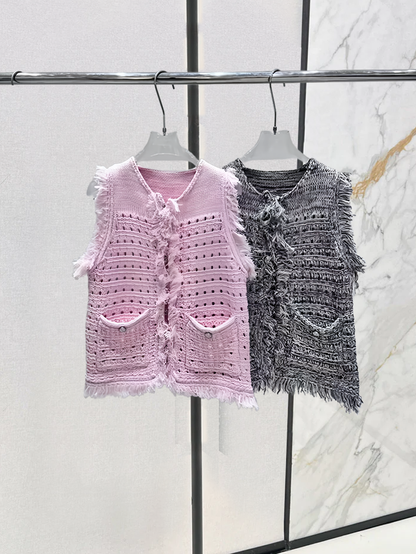 25 New knitted vest (gray, pink)