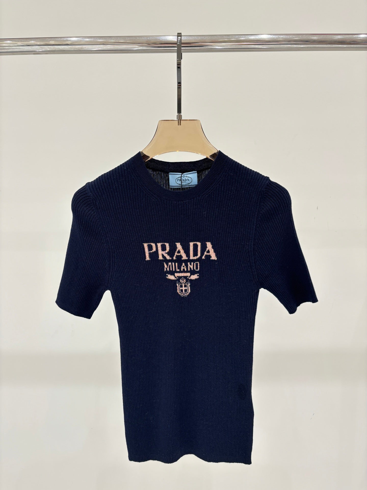 25 Jacquard simple slim knit short sleeves