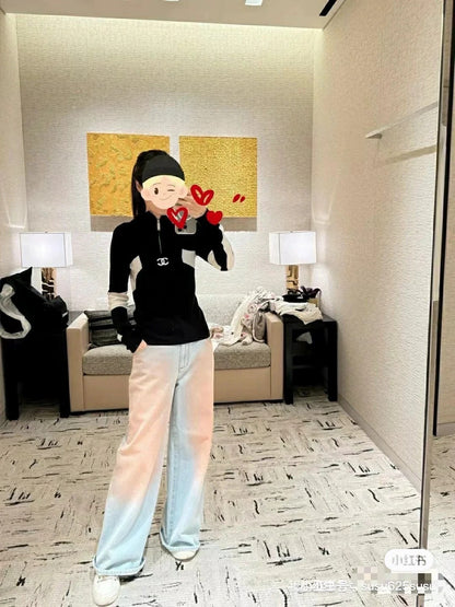 25 black and white cashmere knit
