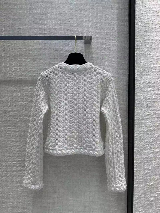 25 White Knitted Cardigan