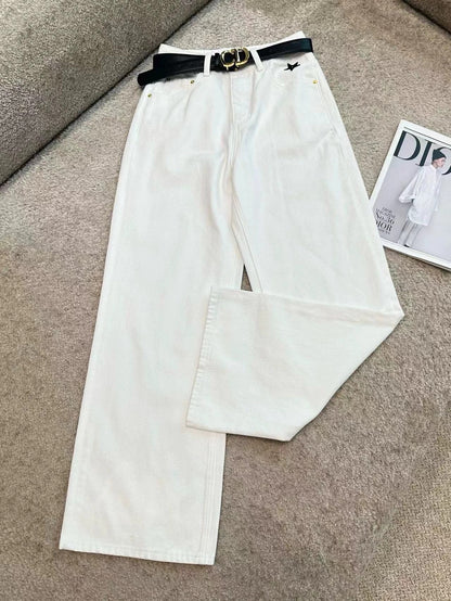 25 embroidered straight jeans (with belt)