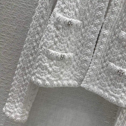 25 White Knitted Cardigan