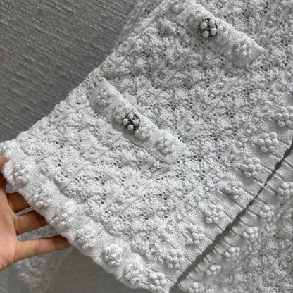 25 White Knitted Cardigan