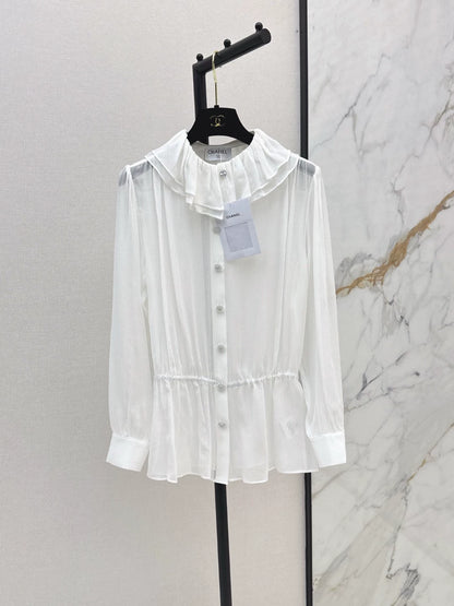 25 Early Spring and Summer New Ruffle Chiffon Shirt