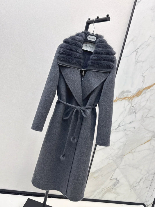 25fw Fake two mink big collar coats