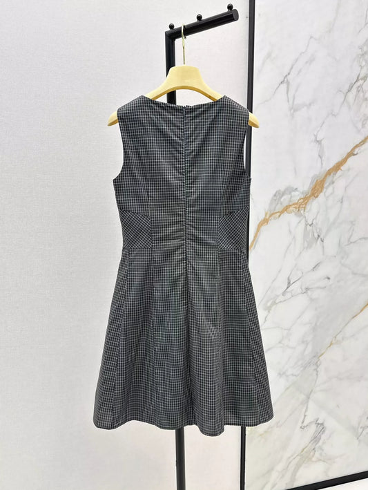 2025 new product Plaid lace vest skirt
