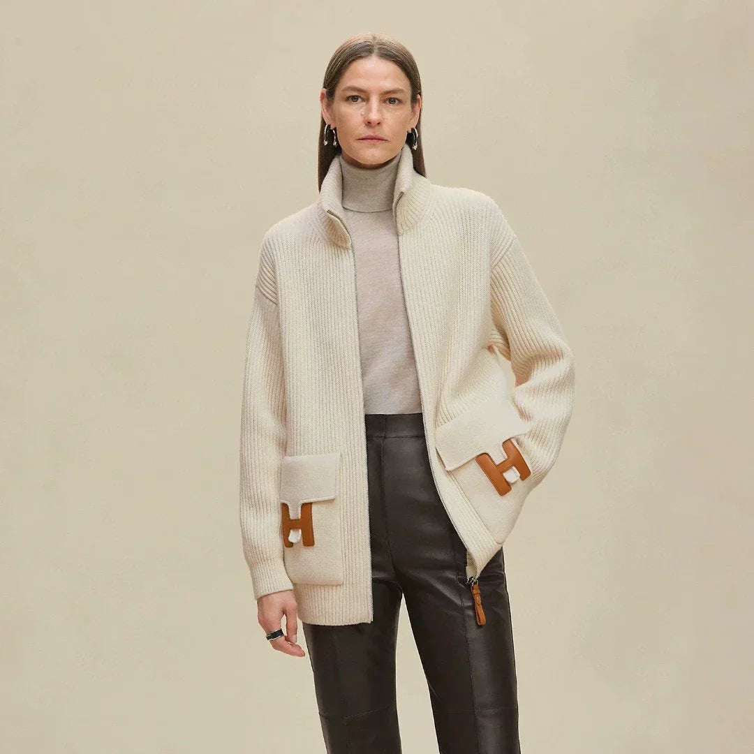 25fw new cashmere knitted zipper jacket