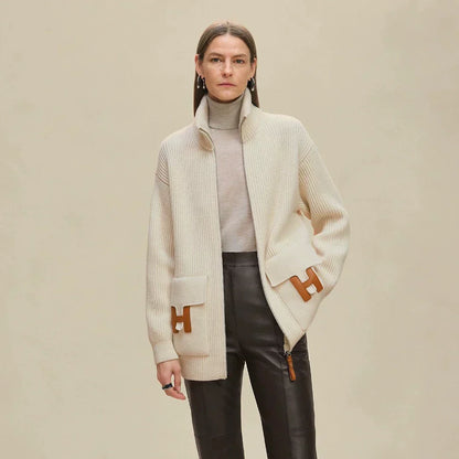 25fw new cashmere knitted zipper jacket