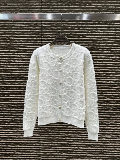 25fw Dark pattern jacquard full letter cardigan